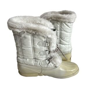 SOREL Winter White Boots Faux Fur Lace Up Insulated Womens Size 10 VINTAGE